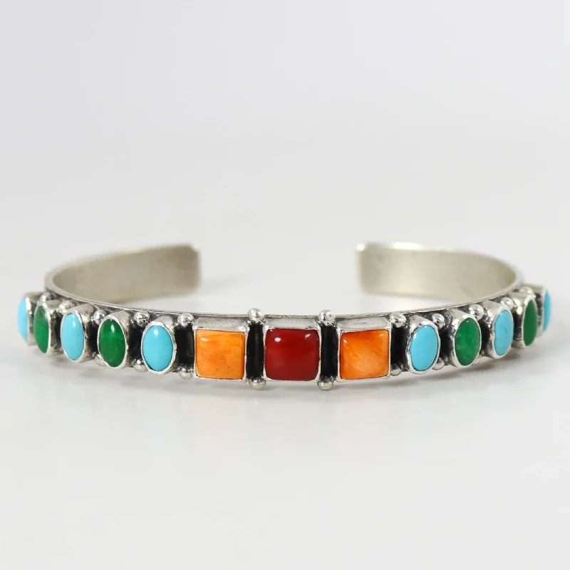 women's cuff bracelets -Multi-Stone Cuff