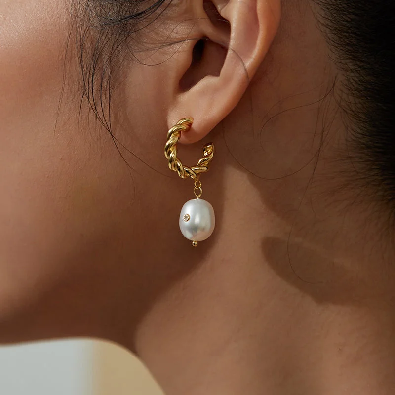 women's custom gold earrings -REVERIE Diamond Pearl Spin Earrings & Ear Clips