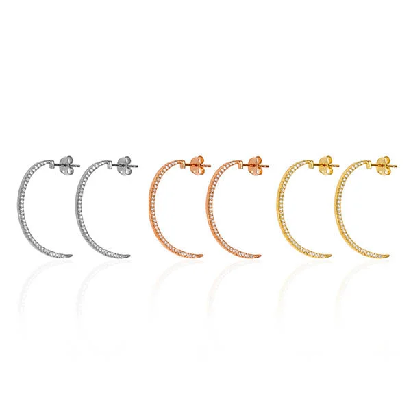 women's summer earrings -Crescent Moon Hoops