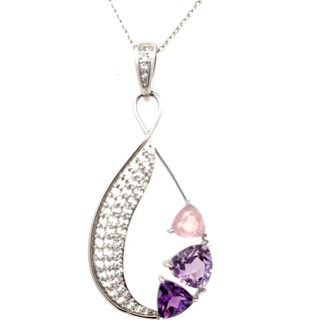 women's everyday necklaces -Sterling Silver Amethyst & White Topaz Necklace