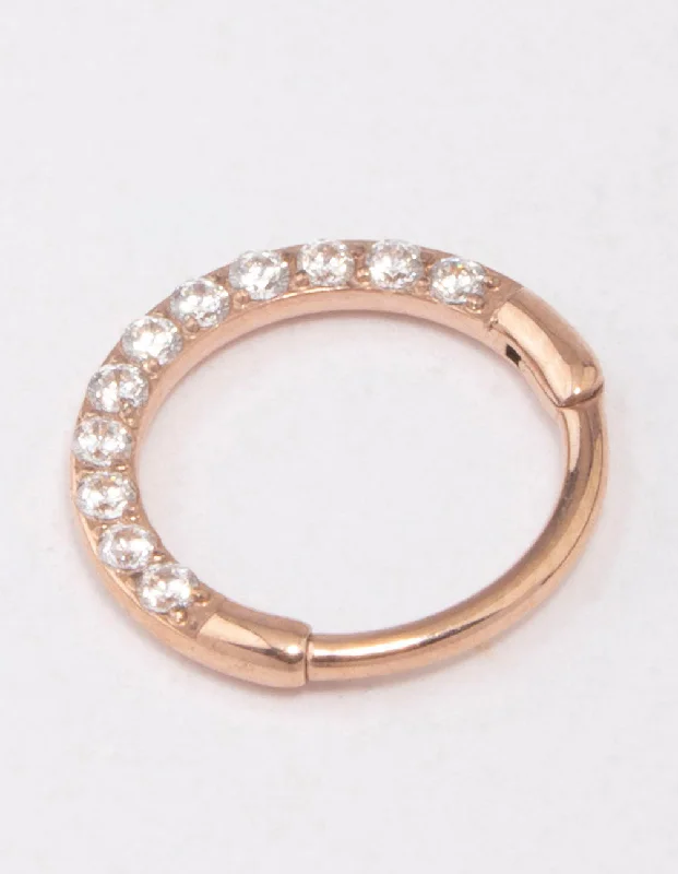 women's engagement rings -Rose Gold Plated Surgical Steel Clicker Ring