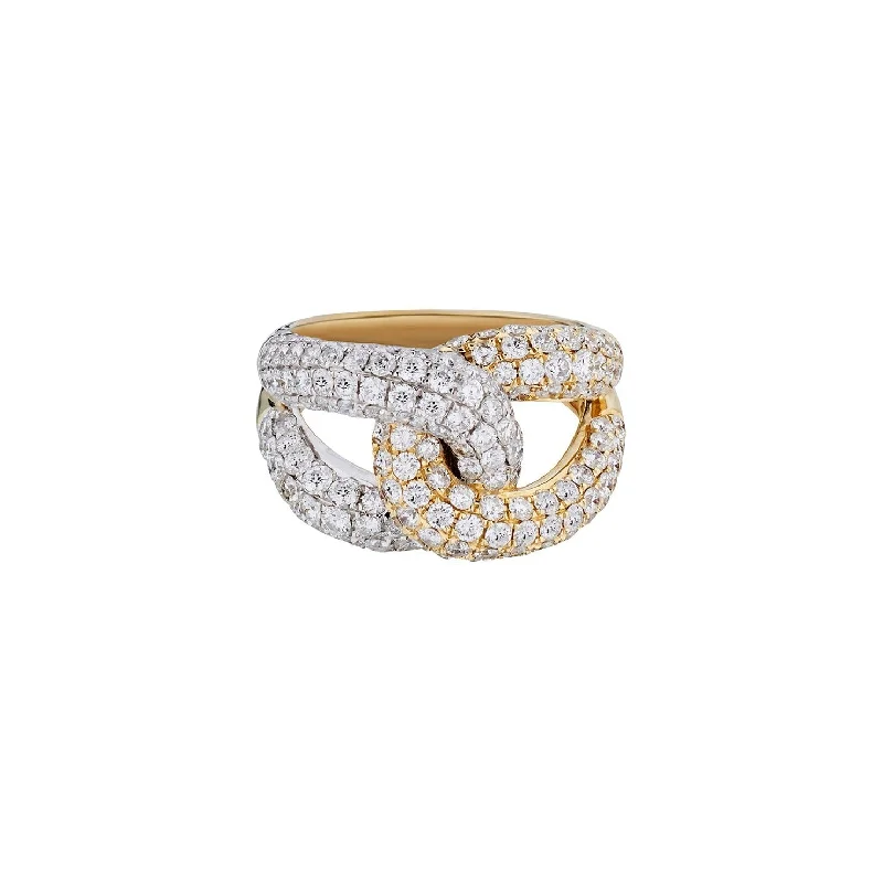 women's vintage style rings -PAVÉ DIAMOND LINK RING