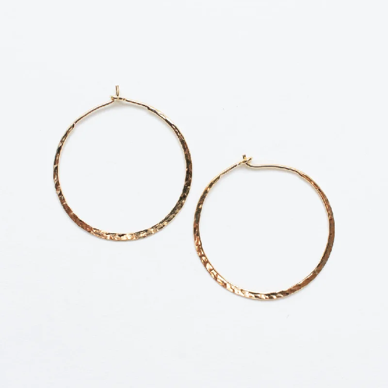 women's handmade earrings -Small Gold Vermeil Hammered Wire Hoop