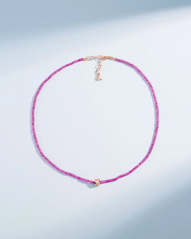 women's delicate necklaces -Infinite Beaded Pink Spinel & Mini Golden Rondelle Necklace