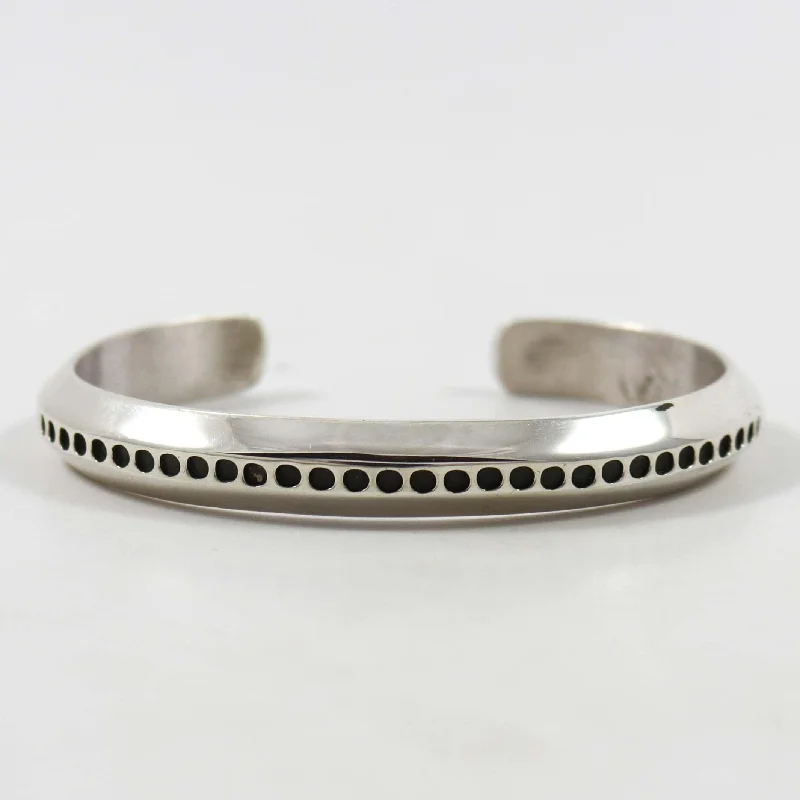 women's beach bracelets -Stamped Silver Cuff