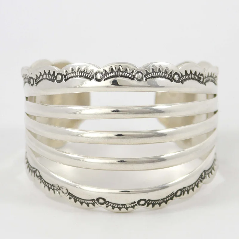 women's hammered bangles -Split Silver Cuff