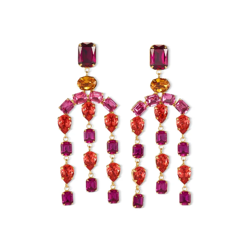 women's minimalist earrings -Mika Crystal Chandelier Earrings