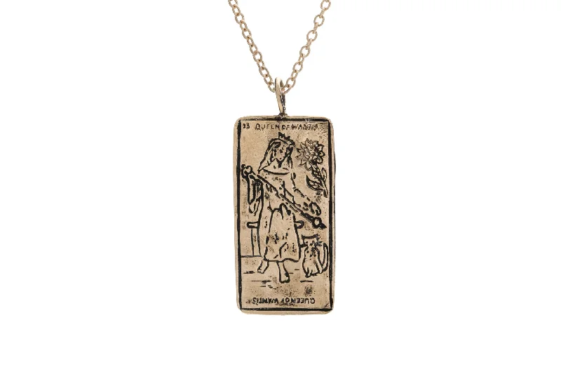 women's classic necklaces -Queen of Wands Tarot Card Necklace - Ready-to-Ship