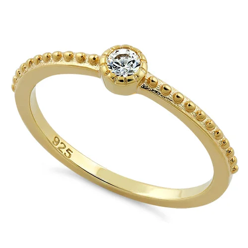 women's statement rings -Yellow Gold Plated Silver Fancy Round Ring