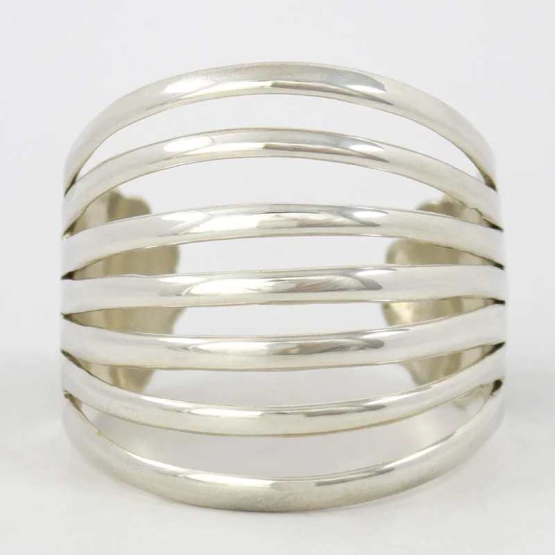 women's chunky chain bangles -Split Silver Cuff