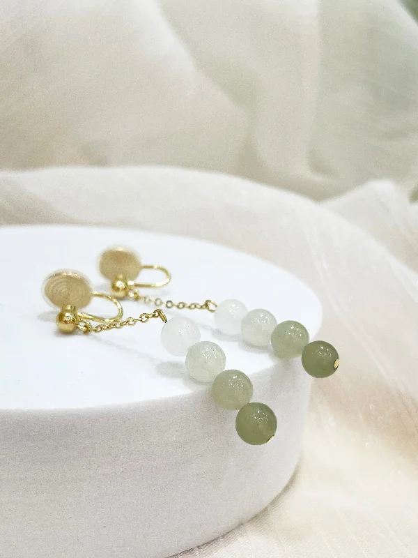 women's flower-shaped earrings -Japanese Dango Jade Earrings