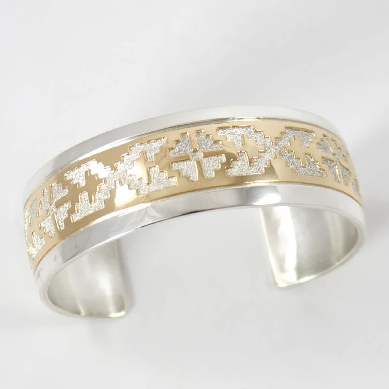 women's diamond bangles set -Gold on Silver Overlay Cuff