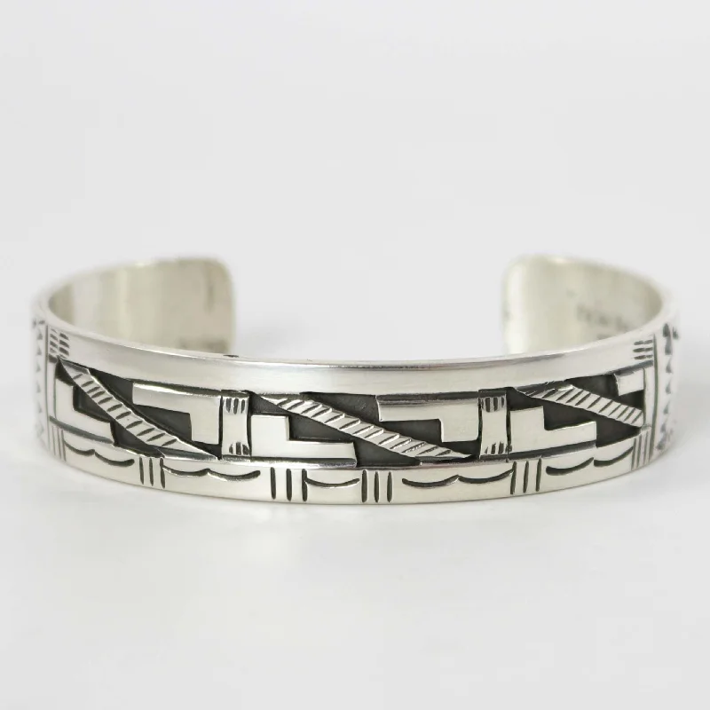 women's simple charm bracelets -Silver Overlay Cuff