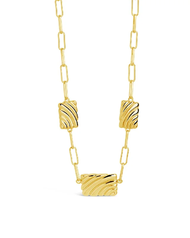 women's layered necklaces -Haydée Triple Textured Charm Necklace