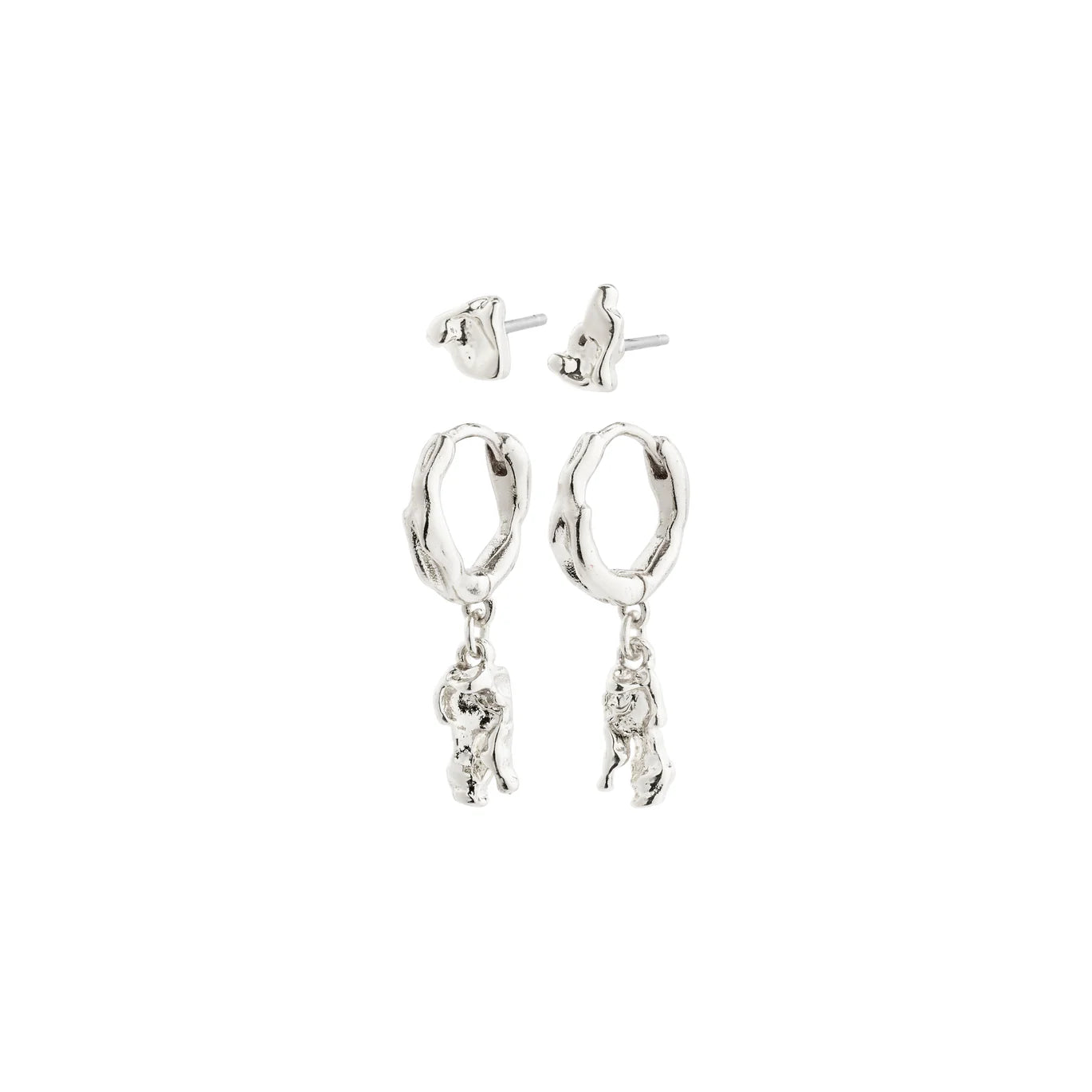 women's statement hoop earrings -Sea Silver Plated Earring Set