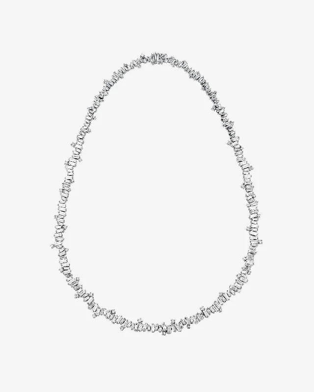 women's silver heart necklaces -Bold Burst Diamond Tennis Necklace