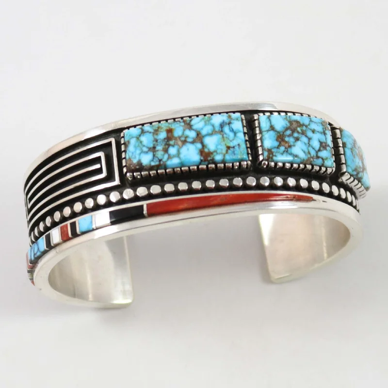 women's stacked bangles set -Multi-Stone Inlay Cuff