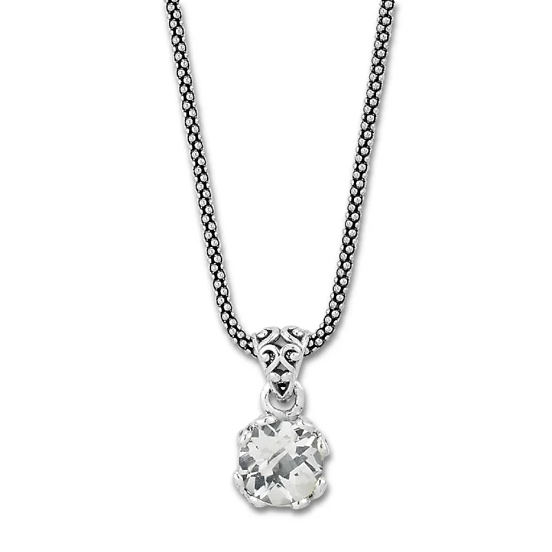 women's heart-shaped necklaces -Sterling Silver White Topaz Necklace