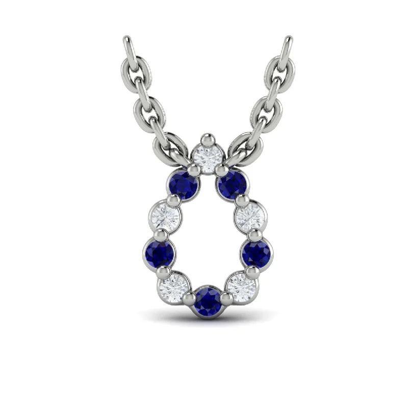 women's sterling silver necklaces -Alternating Sapphire & Diamond Necklace