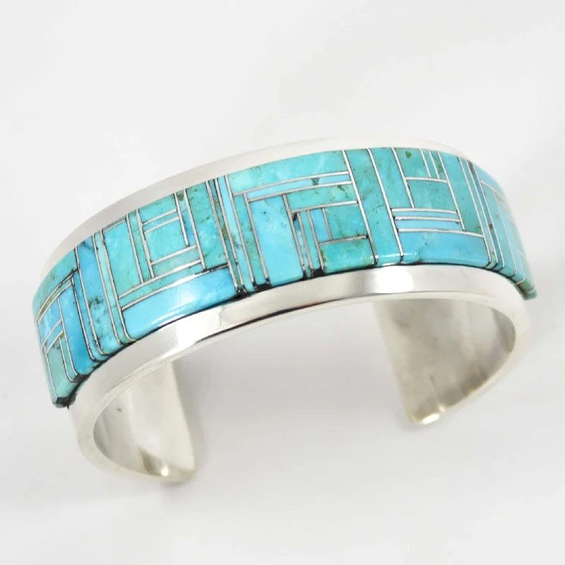 women's friendship bracelets -Turquoise Inlay Cuff