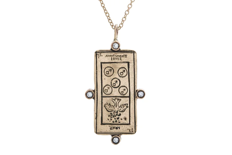 women's luxury statement necklaces -Diamond The Lovers Tarot Card Necklace