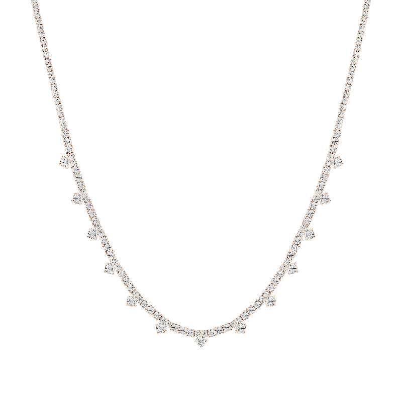 women's long necklaces -Diamond Tennis Necklace with Dangles