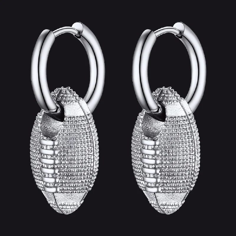 women's elegant drop earrings -American Football Dangle Hoop Earrings for Men Women