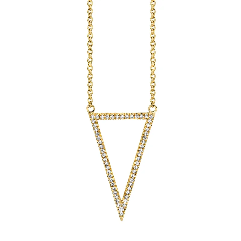 women's crystal-encrusted necklaces -Geometric Triangle Diamond Pendant