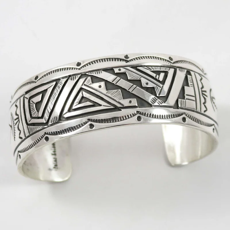 women's leather bracelets -Silver Overlay Cuff