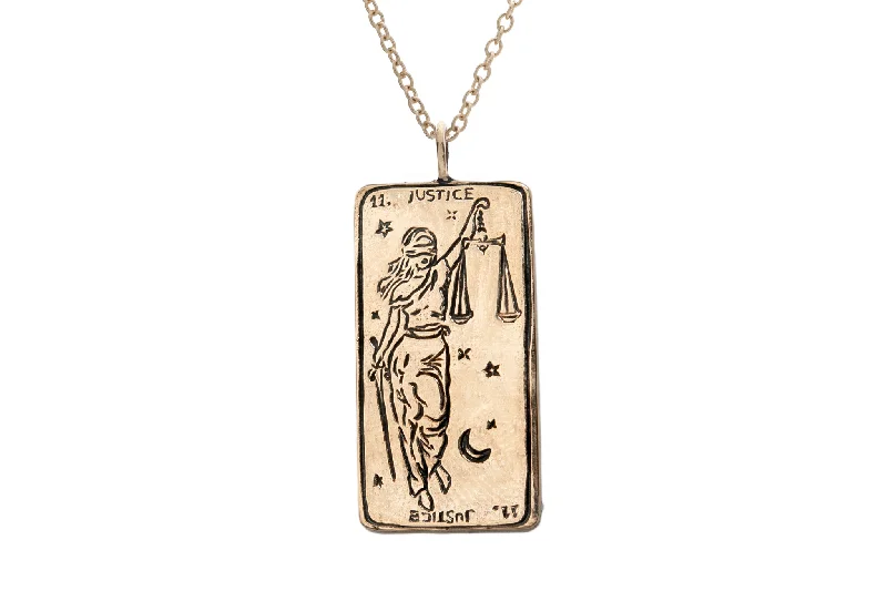 women's eco-friendly necklaces -Justice Tarot Card Necklace