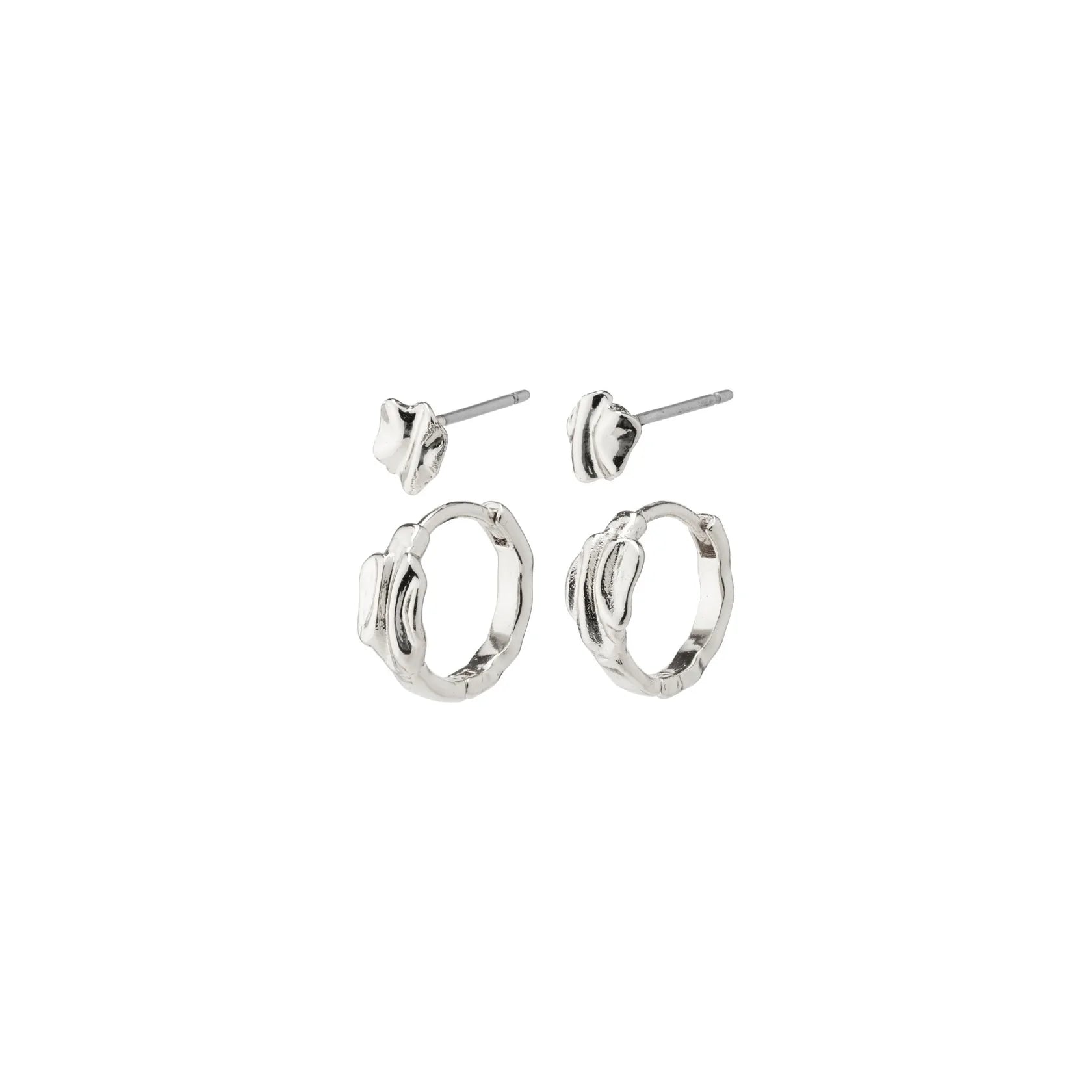 women's double-drop earrings -Peace Silver Plated Earring Set