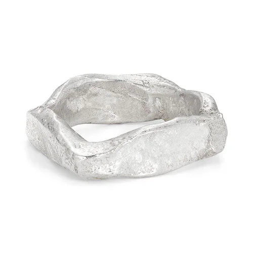 women's men's rings -Granite Square Ring Silver