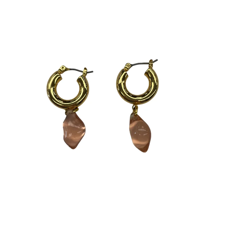 women's designer crystal earrings -GOLD & PINK EARRINGS DANGLE/DROP by CLOTHES MENTOR