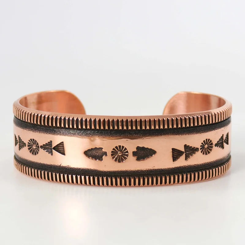 women's gold bangles set -Stamped Copper Cuff