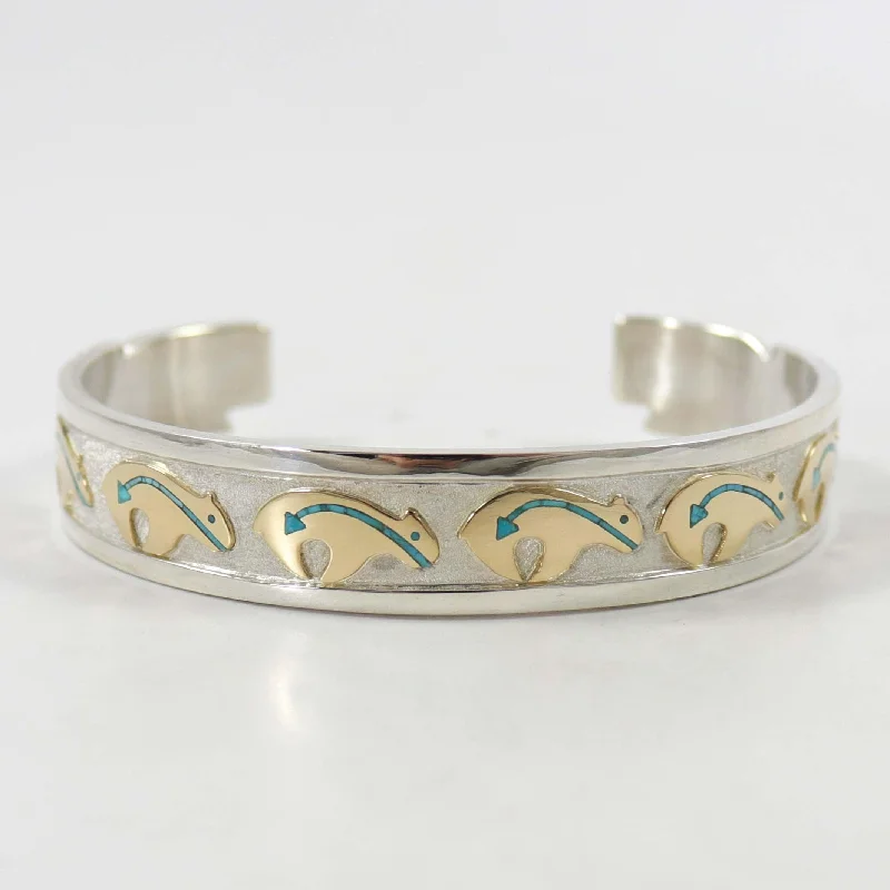 women's thin bangles -Gold on Silver Bear Cuff