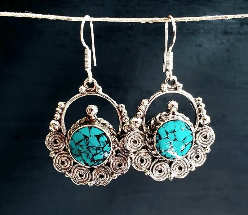 women's chic earrings -Tibetan Turquoise Cloud Earrings