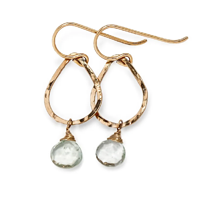 women's hoop earrings -Teardrop Gemstone Earrings - Green Amethyst