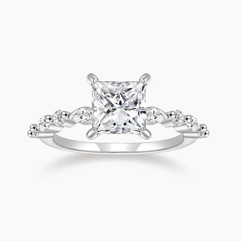 women's signet rings -Sterling Silver Cushion CZ Solitaire Ring