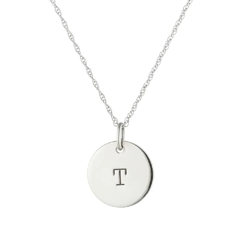 women's rose gold necklaces -Solid Initial Disc Necklace