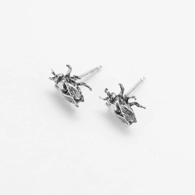 women's luxury earrings -Silver Bee Studs