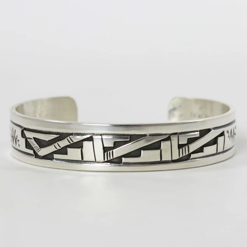 women's delicate bangles -Silver Overlay Cuff