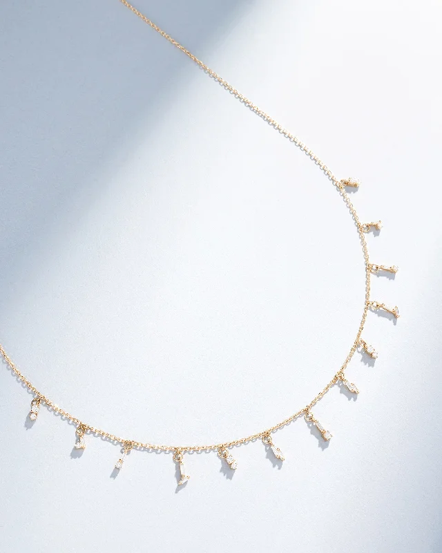 women's luxury gold necklaces -Classic Diamond Drop Necklace