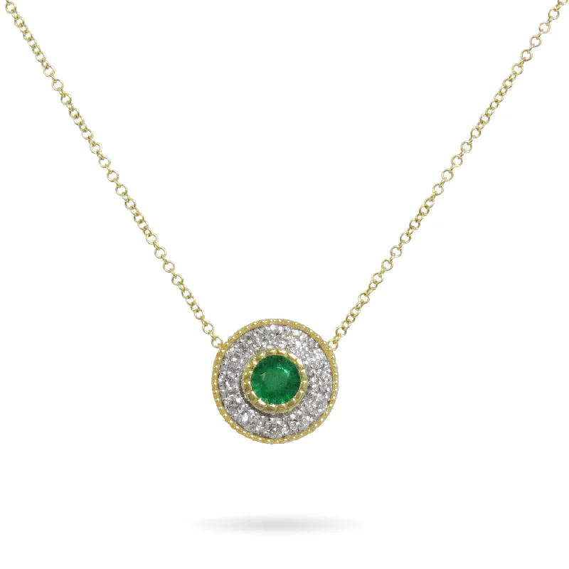 women's elegant gold necklaces -Diamond and Emerald Pendant Necklace