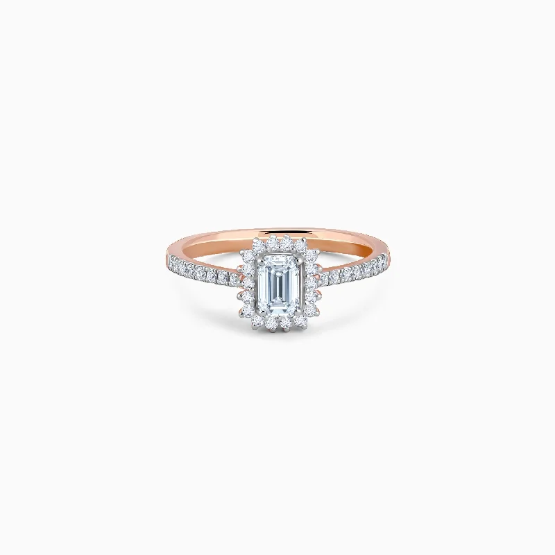 women's halo rings -Rose Gold Solitaire Sanguine Ring