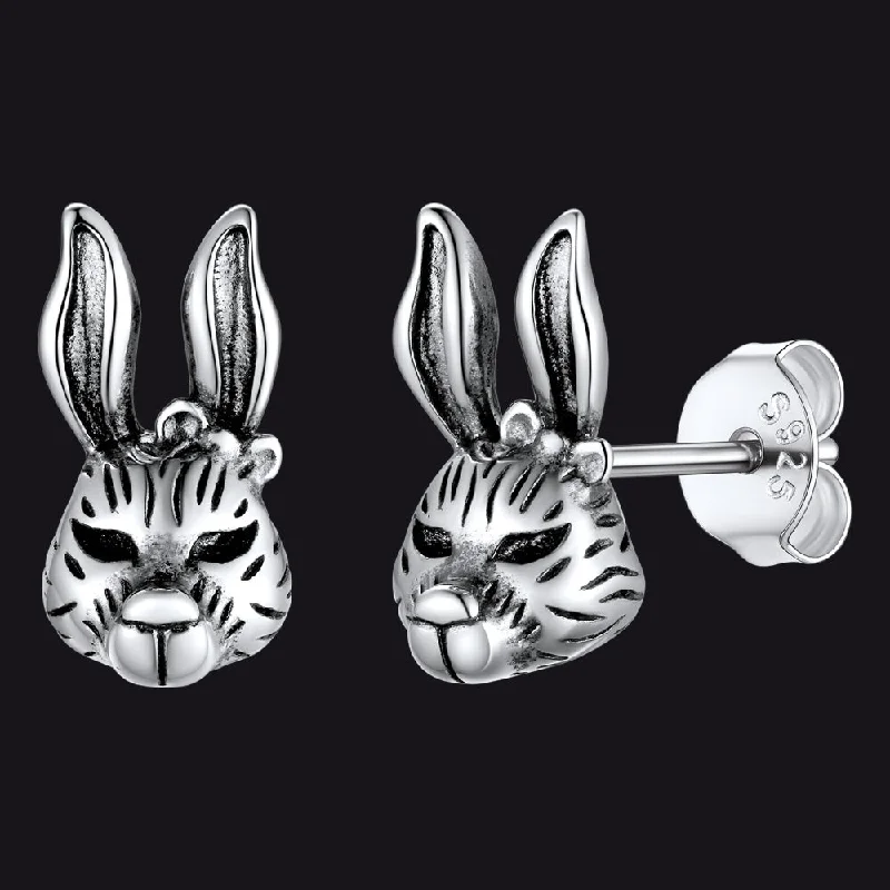 women's layered earrings -Flash Sale Sterling Silver Bunny Rabbit Stud Earrings For Women