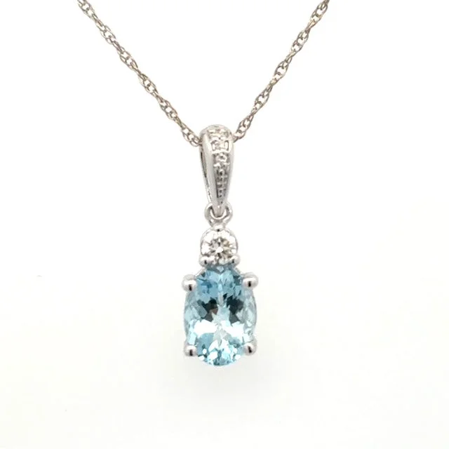 women's halo necklaces -Aquamarine Necklace