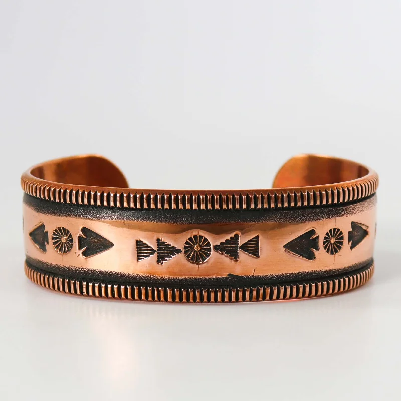 women's hammered bangles -Stamped Copper Cuff