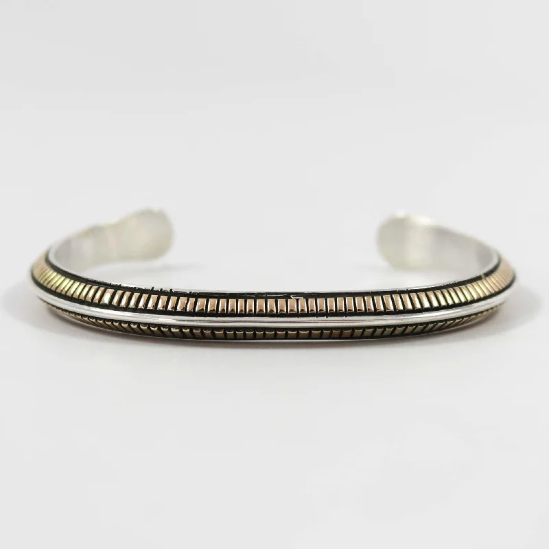 women's inspirational bangles -Silver and Gold Cuff