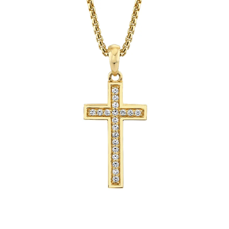 women's silver chain necklaces -Men's Pave Cross