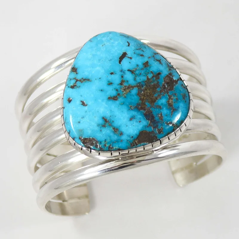 women's silver bracelets -Kingman Turquoise Cuff